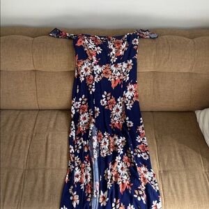 Flynn Skye Navy / burnt orange Floral Maxi Dress